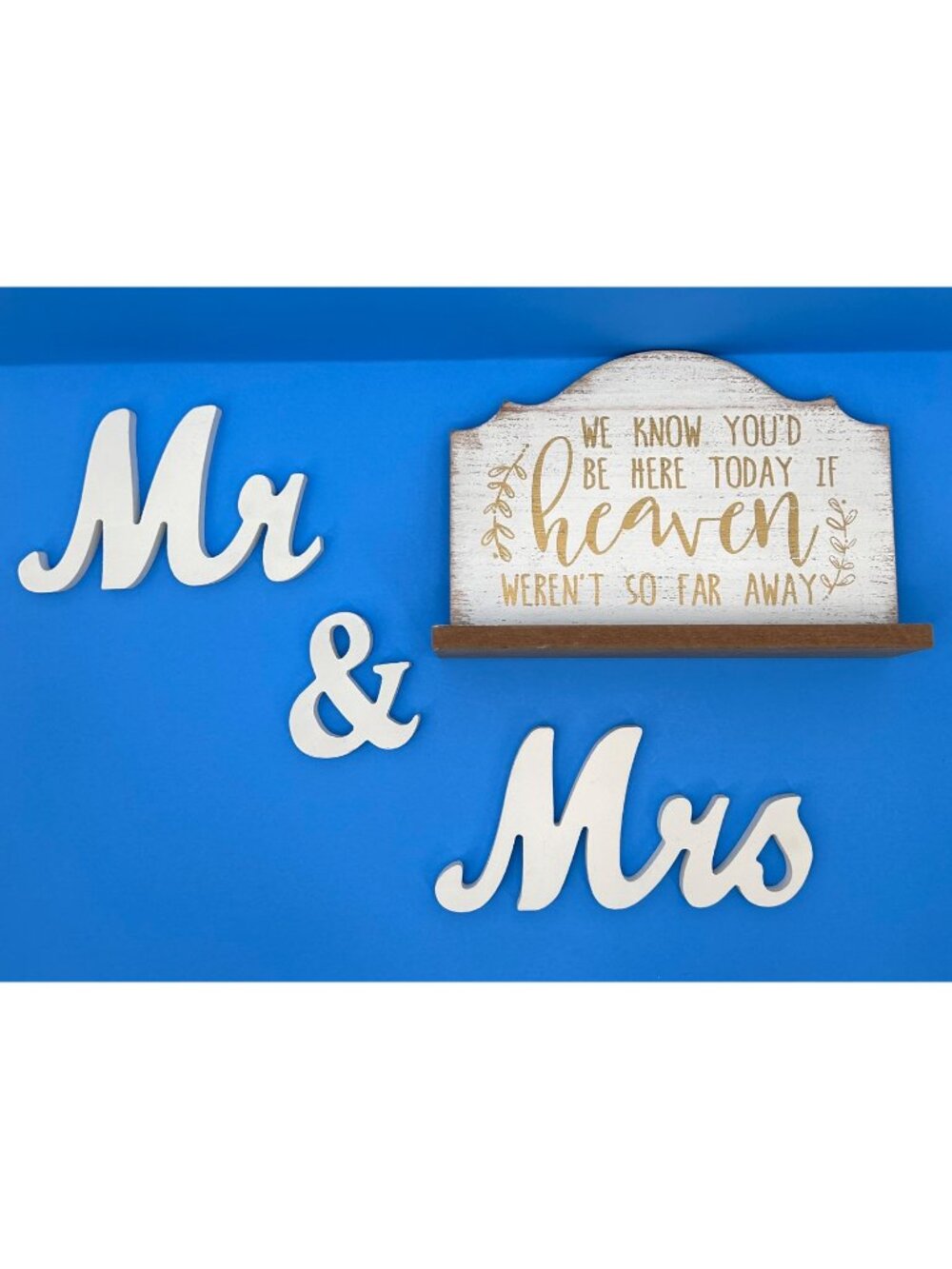 WEDDING BRIDAL MR & MRS FAMILY HEAVEN WOOD SIGNS TABLE DECOR LOT